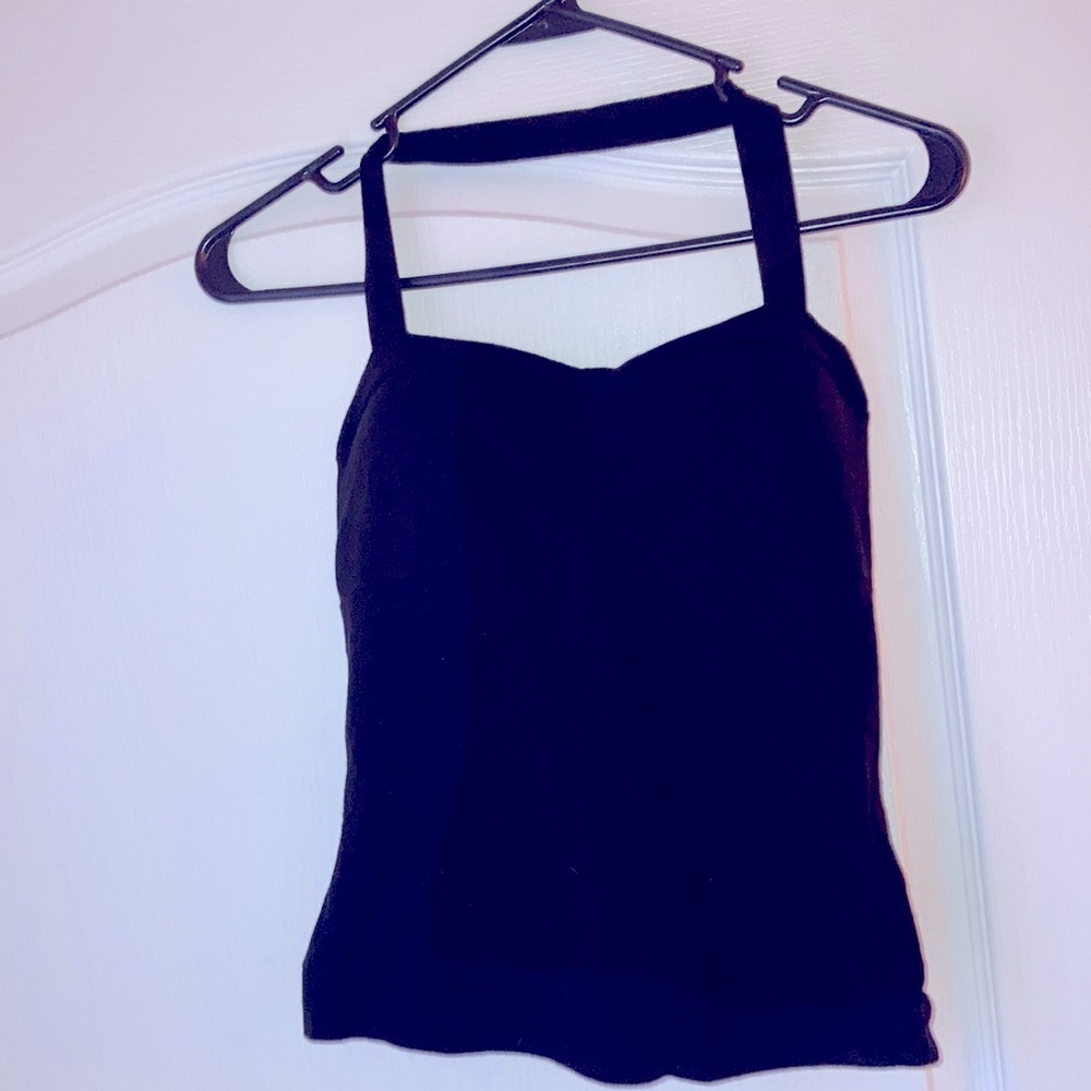 Energie black halter top with built-in bra, size M